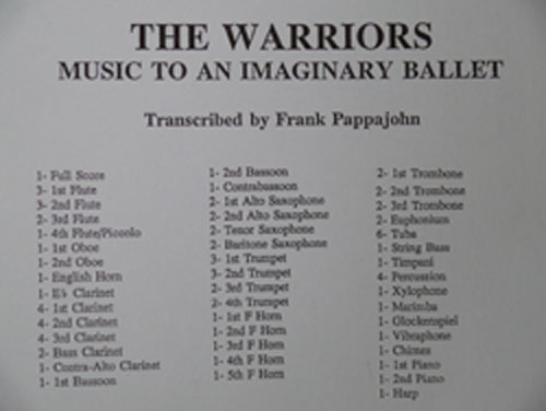 画像: 吹奏楽譜　戦士たち（The　Warriors／Music　to　an　Imagenary　Ballet）　作曲／グレインジャー　編曲／