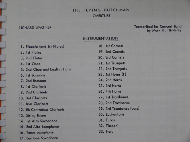 画像: 吹奏楽譜　「さまよえるオランダ人」序曲（FLYING DUTCHMAN）　作曲者／ R.ワーグナー編曲者／ ハインズレー  